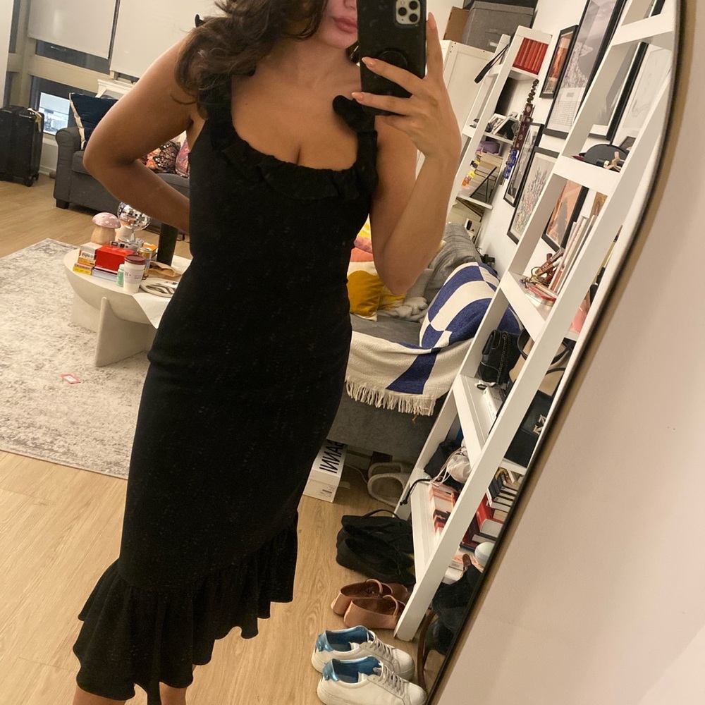 Cinq à sept black ruffle dress. NWT.